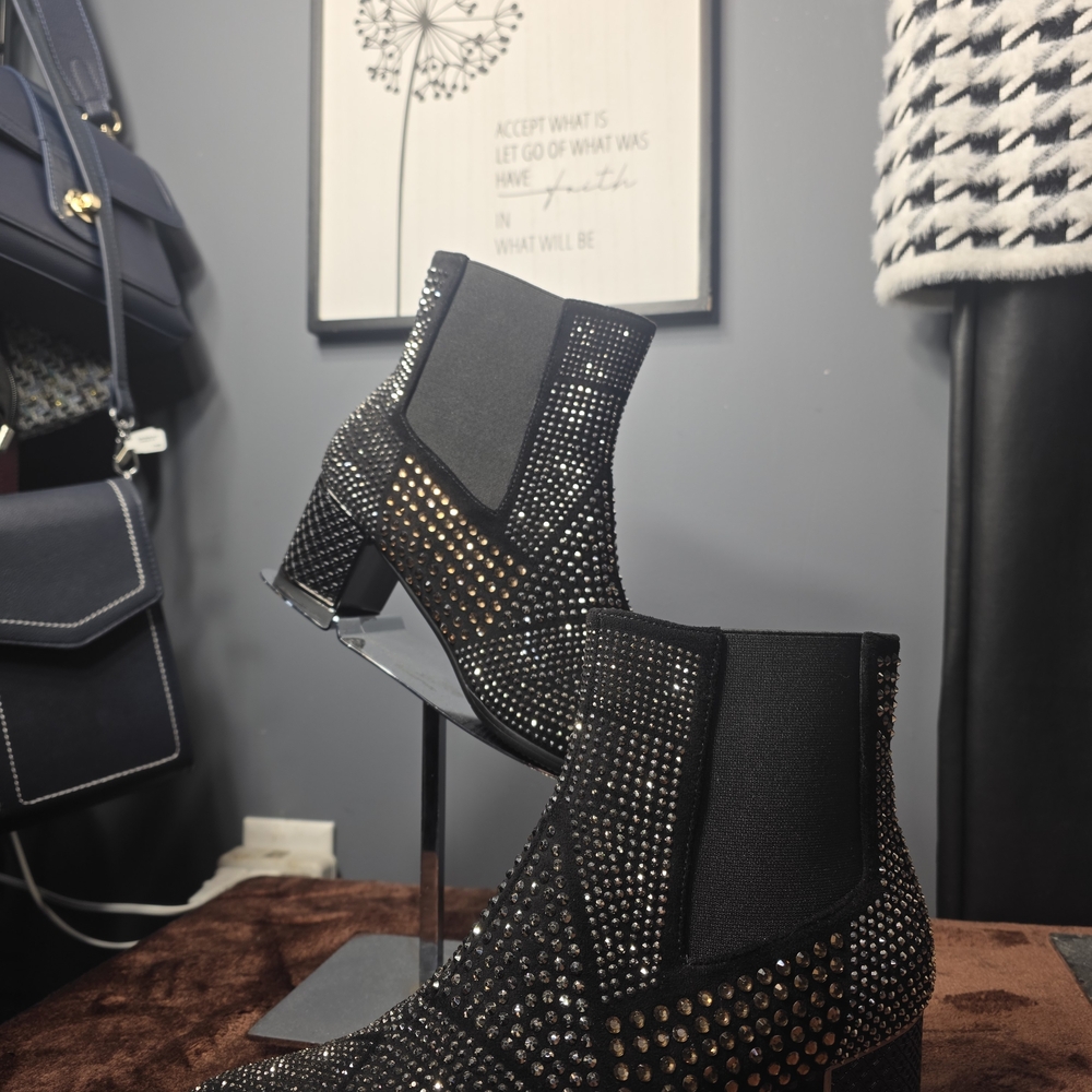 Elegant Black Studded Ankle Booties